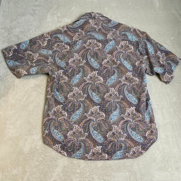 DEV Mens Shirt XL Paisley Print Button-Up Gray Multicolor Short Sleeve - Picture 8 of 8